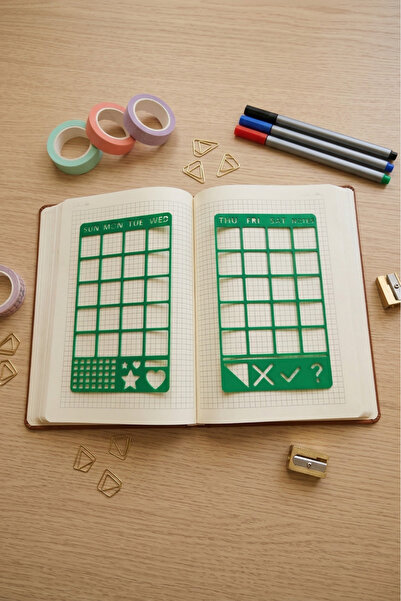 Karmelom Studio Bullet Journal Calendar Set of 2 Stencil Rulers - Weekly & Mo...