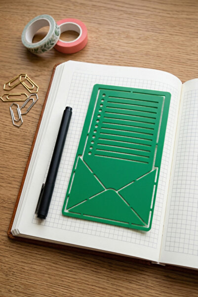 Karmelom Studio Bullet Journal Note and Letter Envelope Themed Template Ruler