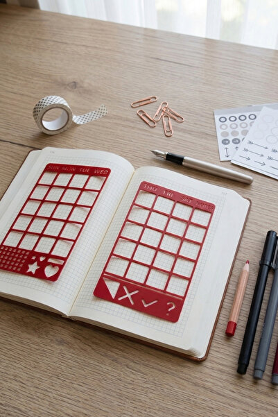 Karmelom Studio Bullet Journal Calendar Set of 2 Stencil Rulers - Weekly & Mo...