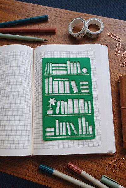 Karmelom Studio Bullet Journal Bookshelf Template Ruler - Reading List & Libr...