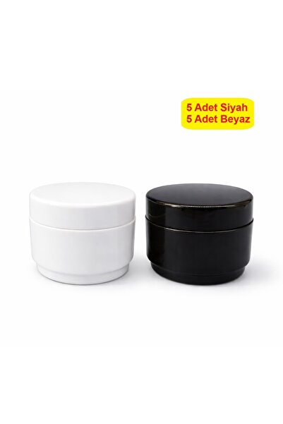 demethome 25 Ml Mini Boş Pomat-krem-kozmetik Kutusu 5 siyah + 5 beyaz 25 cc p...