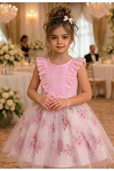 Retro Women Κοριτσίστικο φλοράλ κοντομάνικο κόκκινο φόρεμα για γιορτή γενεθλί...