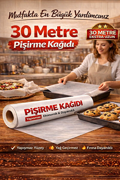 Enjoy Party Store Yağlı Pişirme Kağıdı 30 Metre Yanmaz Yapışmaz 1.Kalite Sili...