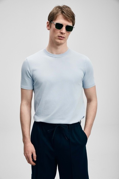 Lufian 111090156 Tıno Men's Modal Mixed T-Shirt Men's T-Shirt Gray