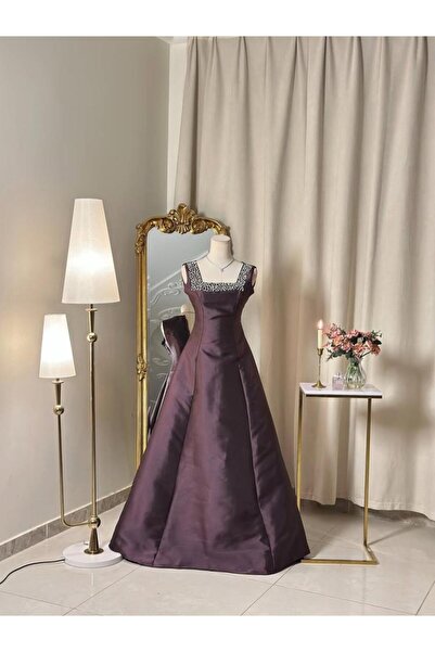 vanus fashion 6385-فستان موفي أنيق بلمسة فخامة