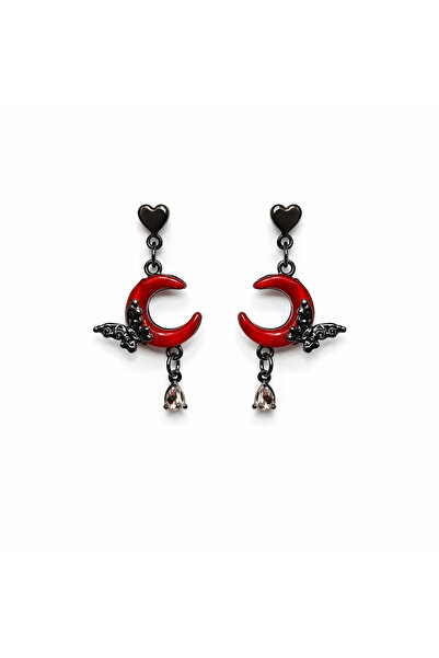FG KONNİCHİWA Women's Gothic Moon Figured Red Stone Dangle Earrings
