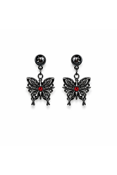 FG KONNİCHİWA Women's Gothic Butterfly Figured Green Stone Detailed Dangle Ea...