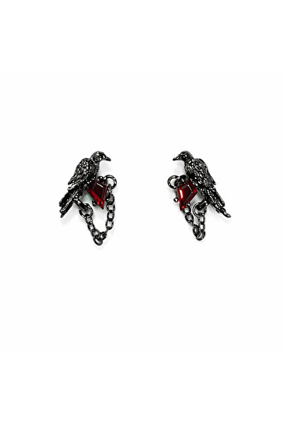 FG KONNİCHİWA Women's Gothic Red Stone Detailed Dangle Earrings