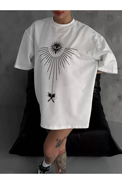 Kanonik Education Μπλουζάκι Unisex Crew Neck Printed Oversize - Λευκό