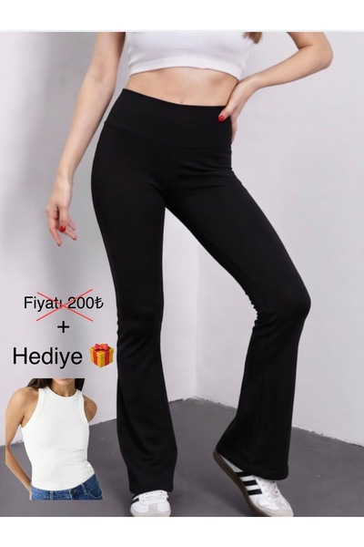 glanour Γυναικείο μαύρο ψηλόμεσο ισπανικό κολάν