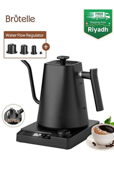 Brutelle غلاية كهربائية V60 ذات عنق معقوف سعة 1 لتر بقوة 1200 واط مع منظم تدف...