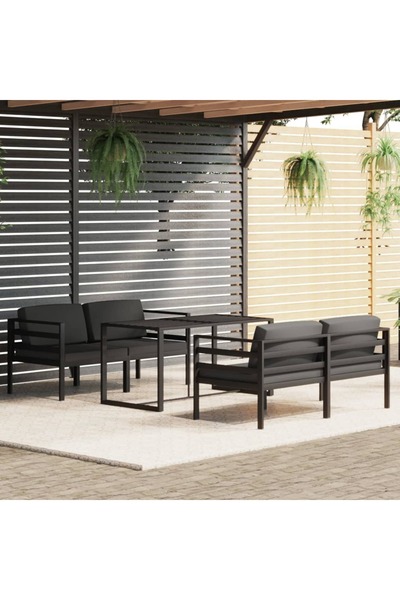 Concept Set mobilier de grădină cu perne, 5 piese, antracit, aluminiu