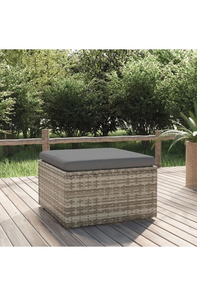 Concept Taburet de grădină cu pernă, gri, 55x55x30 cm, poliratan