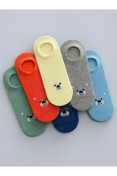 Çorabistaan 6 Çift Çok Renkli Sevimli Ayıcık Desenli Kız Erkek Unisex Çocuk S...