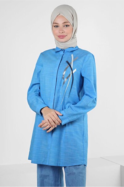Alvina PUL PAYET DETAILED SHIRT COLLAR TUNIC 43925