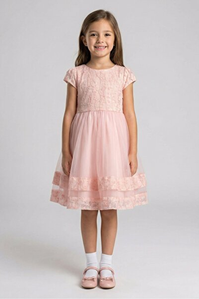 Willow & Whistle Kids Girl Textured Party Dress, Pink