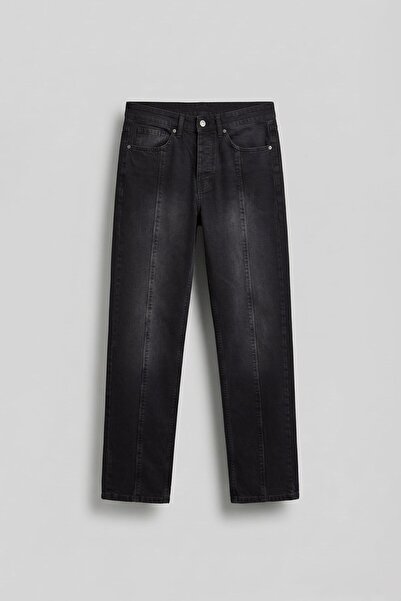 ablukaonline Ανδρικό τζιν με λεπτομέρεια μπροστινής ραφής, πλενόμενο, φαρδύ, ...