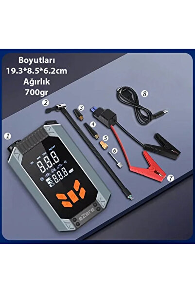 Ally Areks Ezere Taşınabilir Araç Lastik Şişirme Ve Starter Akü Takviye Seti