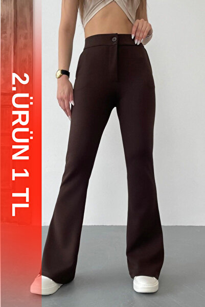 BİKELİFE Γυναικείο υφασμάτινο παντελόνι με ψηλόμεσο Lycra Stretchy Flare Leg