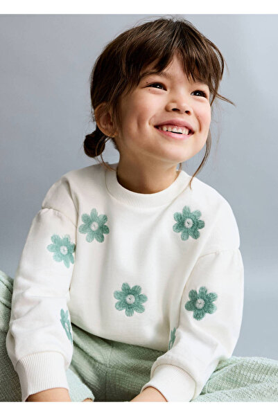 MANGO Baby Çiçek işlemeli pamuklu sweatshirt