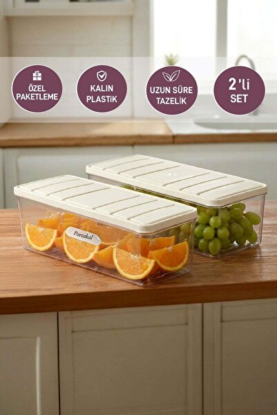 SELKA HOME 2 Adet 2 Lt. Nora Organizer Buzdolabı Buzluk Düzenleyici Saklama Kabı