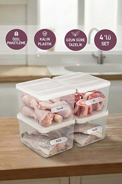 SELKA HOME 4 Pieces Deep 1 Liter Nora Organizer Refrigerator Freezer Organize...