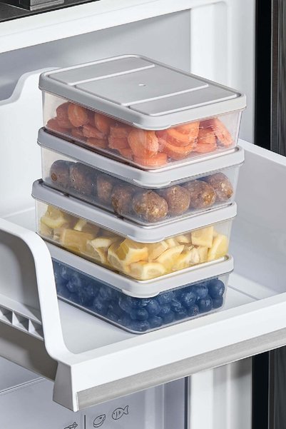 SELKA HOME 4 Adet 0.5 Lt. Nora Organizer Buzdolabı Buzluk Düzenleyici Saklama Kabı