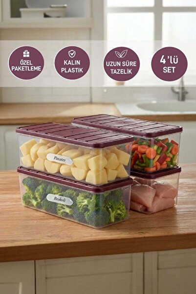 SELKA HOME 4 Adet 2 Lt. Nora Organizer Buzdolabı Buzluk Düzenleyici Saklama Kabı