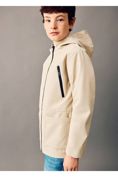 MANGO Kids Kapüşonlu parka, cep detaylarıyla