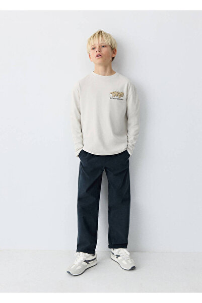 MANGO Kids Düz kesim pamuklu pantolon