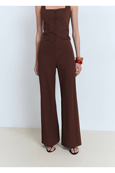 MANGO Woman Pantaloni drapați cu croială dreaptă