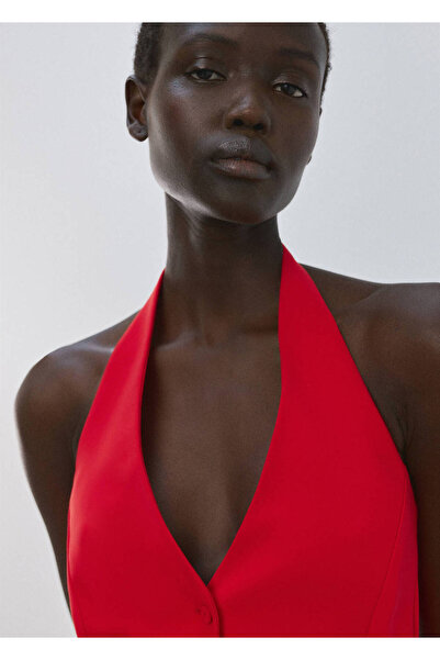 MANGO Woman Halter yaka peplum bluz