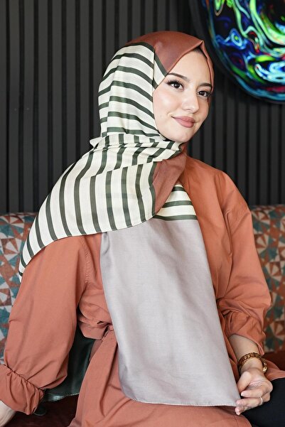 AFVENTE Χρυσοκίτρινο ριγέ βαμβακερό σάλι