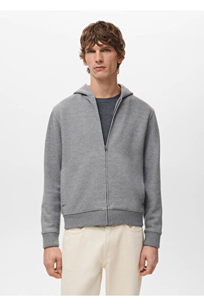 MANGO Man Dokulu kapüşonlu sweatshirt