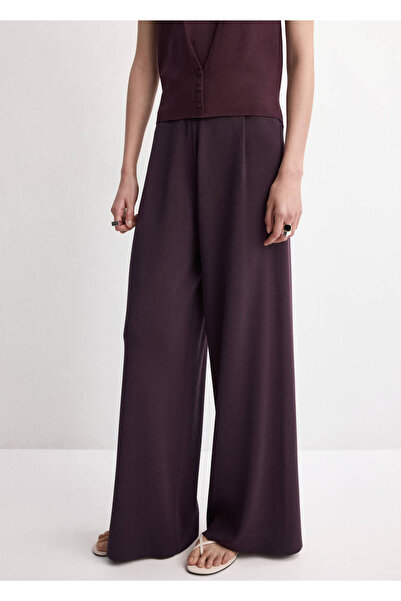 MANGO Woman Orta bel triko pantolon