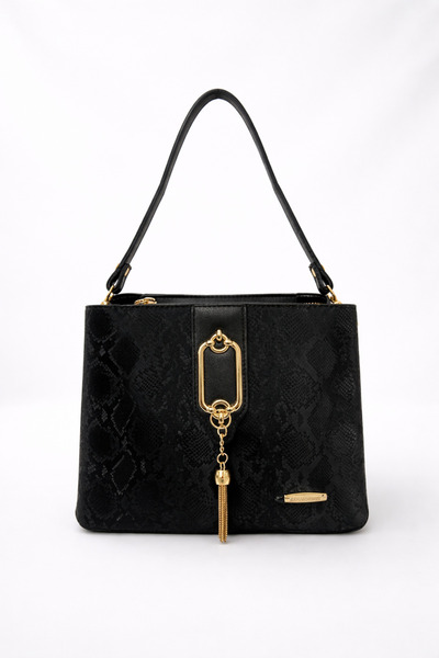 Sanmorris Gold Detailed 3 Compartment Shoulder and Crossbody Bag