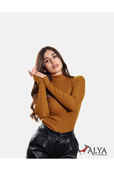 ALYA UNDERWEAR Full Neck Camisole Bodysuit with Corded Fabric and Lycra - Lig...