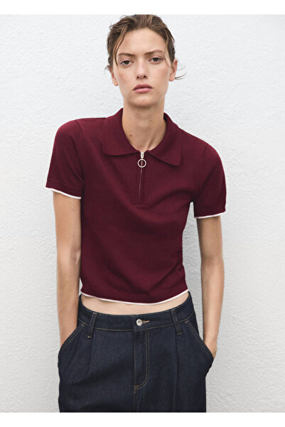 MANGO Woman Polo yaka fermuarlı kazak