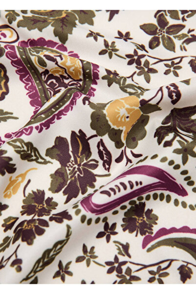 MANGO Woman Şal desenli saten fular