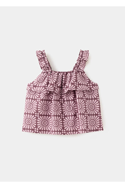 MANGO Kids Volanlı desenli bluz