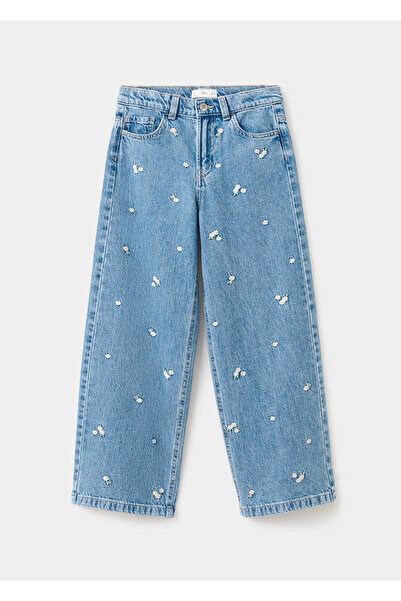 MANGO Kids Desenli düz kesim jean