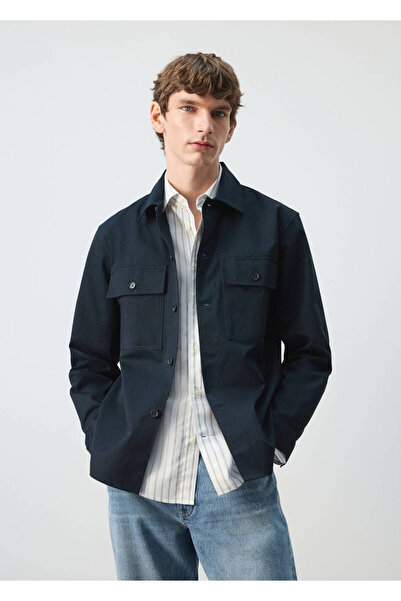 MANGO Man Cepli %100 pamuklu gömlek ceket