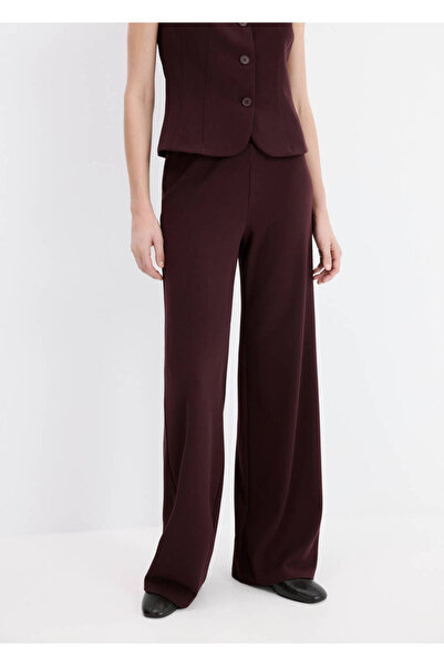 MANGO Woman Düşük belli düz kesim kumaş pantolon