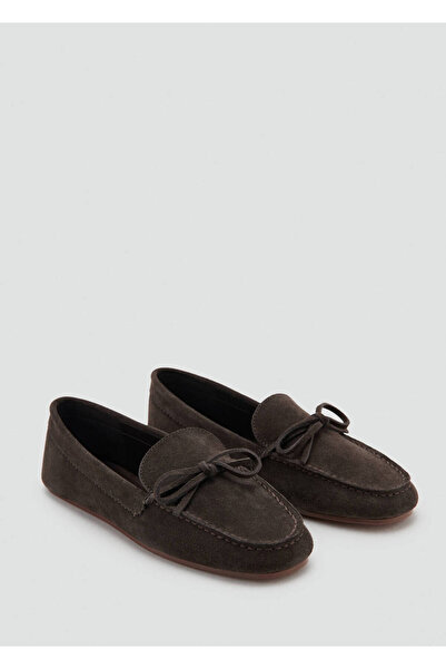 MANGO Woman Bağcıklı süet makosen