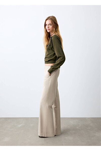 Wideleg tie detail pants