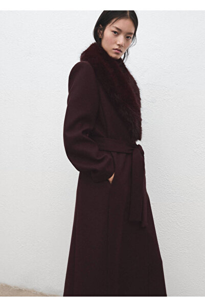 MANGO Woman Manteco yünlü kürk yakalı palto