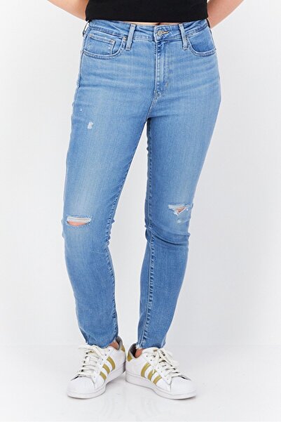 Levi's بنطلون جينز نسائي ضيق قابل للتمدد ومغسول، أزرق