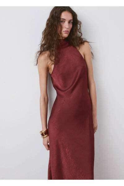 MANGO Woman Kurdeleli halter yakalı elbise