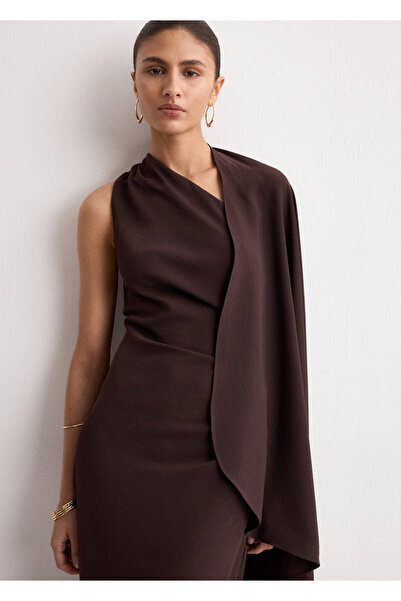 MANGO Woman Asymmetrical Dress with Shawl Detail