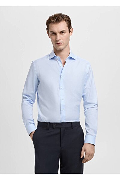 MANGO Man Slim fit mikro desenli twill gömlek